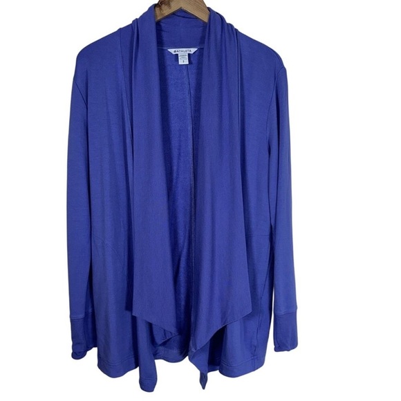 ATHLETA Harmony Pose Wrap medium Cardigan Duster Sweater Thumb Holes  purple - Picture 1 of 6